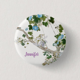 Badge Rond 2,50 Cm Vintage Floral style asiatique Pastel Coloris Nom