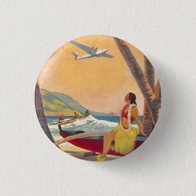 Badge Rond 2,50 Cm Vintage Hawaii Travel (Devant)