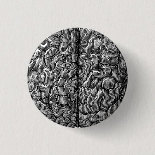 Badge Rond 2,50 Cm Vintage Human Brain Illustration