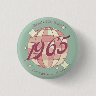 Badge Rond 2,50 Cm Vintage né en 1965 60e anniversaire accessoire