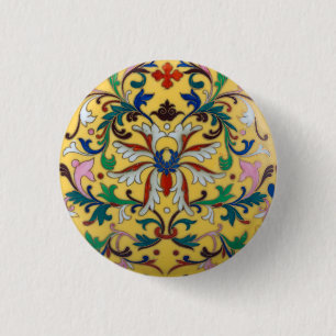 Badge Rond 2,50 Cm Vintage rétro Floral Minton Carrelage Botanique