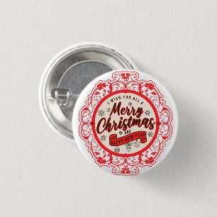 Badge Rond 2,50 Cm Vintage rétro Joyeux Noël