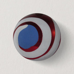 Badge Rond 2,50 Cm Vintage Rouge Blanc Bleu Verre de Noël Balle