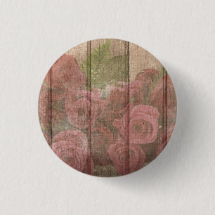Badge Rond 2,50 Cm Vintage Shabby Chic Faded Red Roses