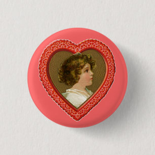Badge Rond 2,50 Cm Vintage Valentine Heart