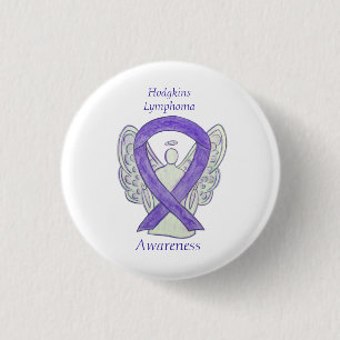 Badge Rond 2,50 Cm Violet Hodgkins Lymphoma Ribbon Angel Pins