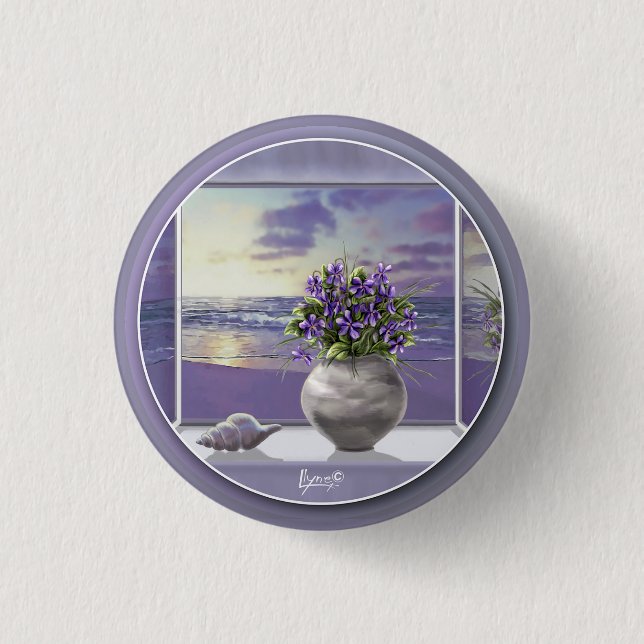 Badge Rond 2,50 Cm violettes dans un bocal de lune (Devant)