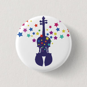 Badge Rond 2,50 Cm Violon peu de bouton d'étoile
