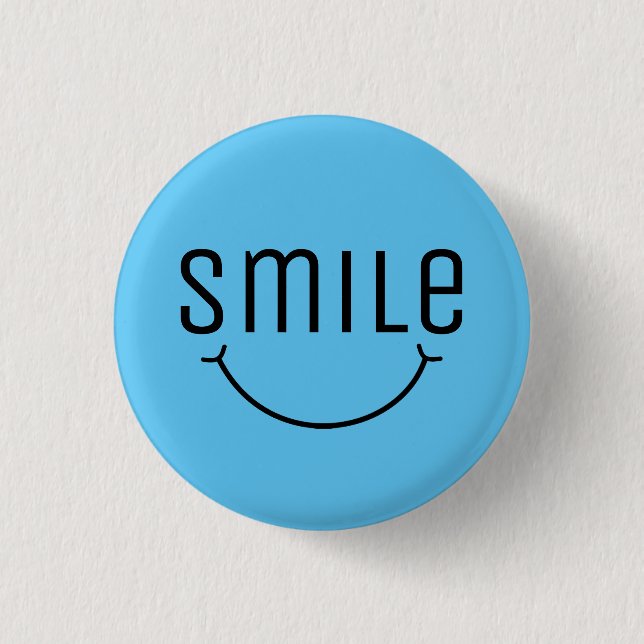 Badge Rond 2,50 Cm Visage bleu sourire (Devant)