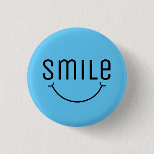 Badge Rond 2,50 Cm Visage bleu sourire