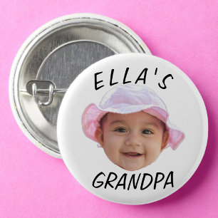 Badge Rond 2,50 Cm Visage de bébé personnalisé Photo Texte Grand-Père