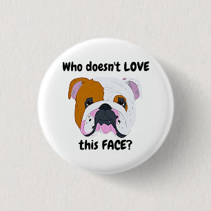 Badge Rond 2,50 Cm Visage de Bulldog