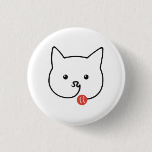 Badge Rond 2,50 Cm Visage de Chat Mignon en Dessin d'Une Seule Ligne