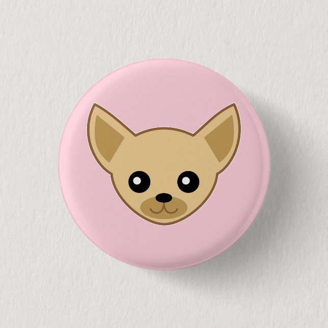 Badge Rond 2,50 Cm Visage de Chihuahua (Devant)
