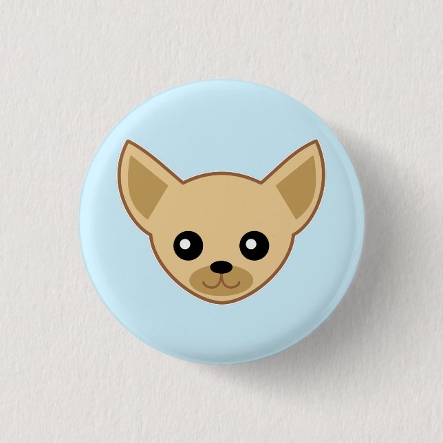 Badge Rond 2,50 Cm Visage de Chihuahua (Devant)