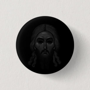 Badge Rond 2,50 Cm Visage de Jésus Christ Orthodoxe Black Icon
