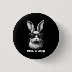Badge Rond 2,50 Cm Visage de Lapin Mignon Avec Lunettes de Soleil Pou