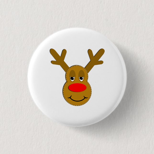 Badge Rond 2,50 Cm Visage de renne de Noël (Devant)