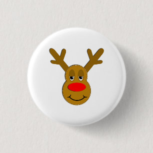 Badge Rond 2,50 Cm Visage de renne de Noël