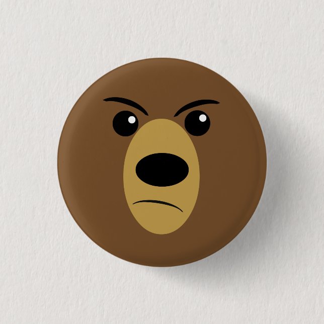 Badge Rond 2,50 Cm Visage fâché d'ours (Devant)