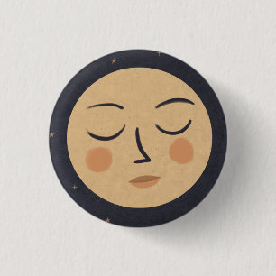 Badge Rond 2,50 Cm Visage mignon de la lune