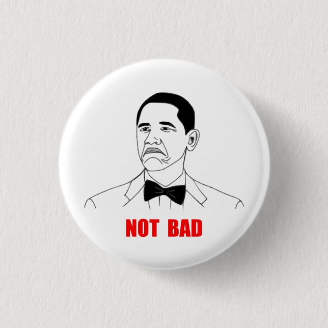Badge Rond 2,50 Cm Visage non mauvais Meme de rage de Barack Obama (Devant)