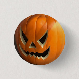 Badge Rond 2,50 Cm Visage orange et déplaisant fâché Halloween de