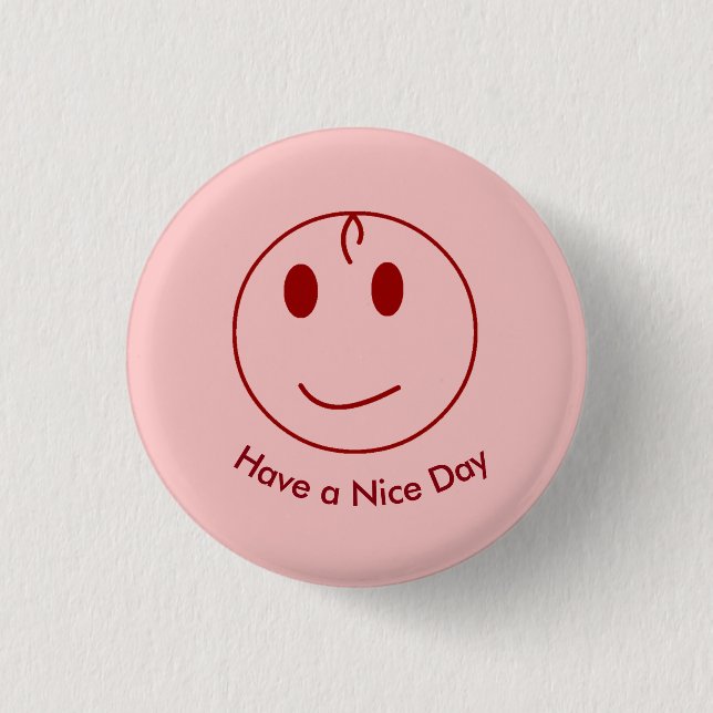 Badge Rond 2,50 Cm Visage Rouge Foncé (Devant)