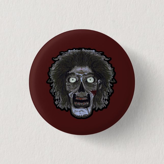Badge Rond 2,50 Cm Visage ZOMBIE - Visage couleur (Devant)