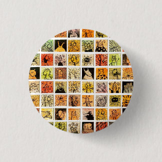 Badge Rond 2,50 Cm Visages de dessin animé étranges et bizarres Coule