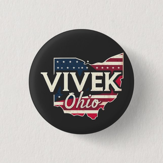 Badge Rond 2,50 Cm Vivek Ohio 2026 Gouverneur Républicain Américain (Devant)