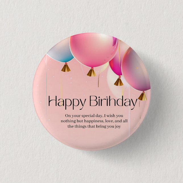Badge Rond 2,50 Cm Vœux d'anniversaire rose (Devant)