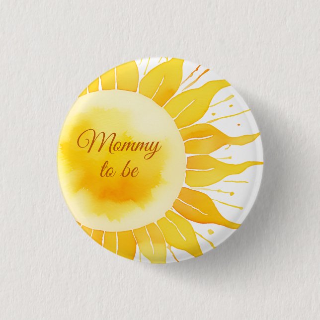 Badge Rond 2,50 Cm Voici le Baby shower Son Jaune soleil (Devant)