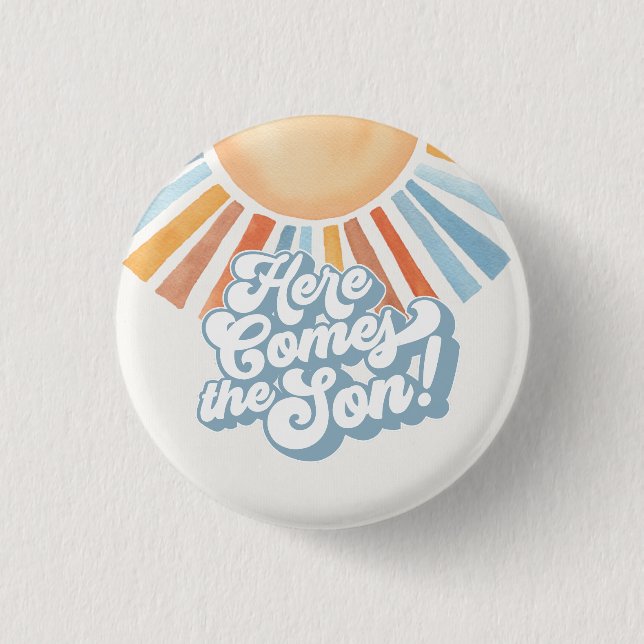 Badge Rond 2,50 Cm Voici le fils Sunshine Boy Baby shower Faveurs (Devant)
