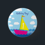 Badge Rond 2,50 Cm Voile Bateau Cute Enfants 1er anniversaire fête<br><div class="desc">Ce adorable voilier pour enfant mignon printemps 1er anniversaire thème de fête est idéal pour un petit tournant 1! Parfait pour les enfants qui aiment la voile ou qui ont une fête d'anniversaire de printemps!</div>