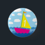 Badge Rond 2,50 Cm Voile nautique Bateau Cute Enfants 1er anniversair<br><div class="desc">Le thème de cette adorable voilier pour enfants de printemps de 1er anniversaire est idéal pour un petit tournant 1!  Parfait pour le gosse qui aime la voile ou qui a une fête de printemps!</div>