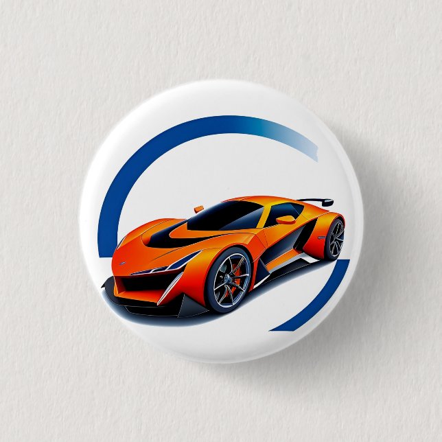 Badge Rond 2,50 Cm Voiture de course au design dynamique (Devant)