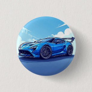 Badge Rond 2,50 Cm Voiture de sport bleue sous un ciel clair