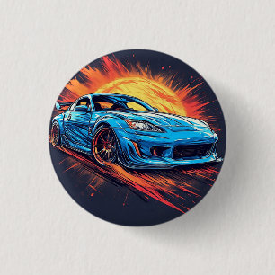 Badge Rond 2,50 Cm Voiture de sport dynamique