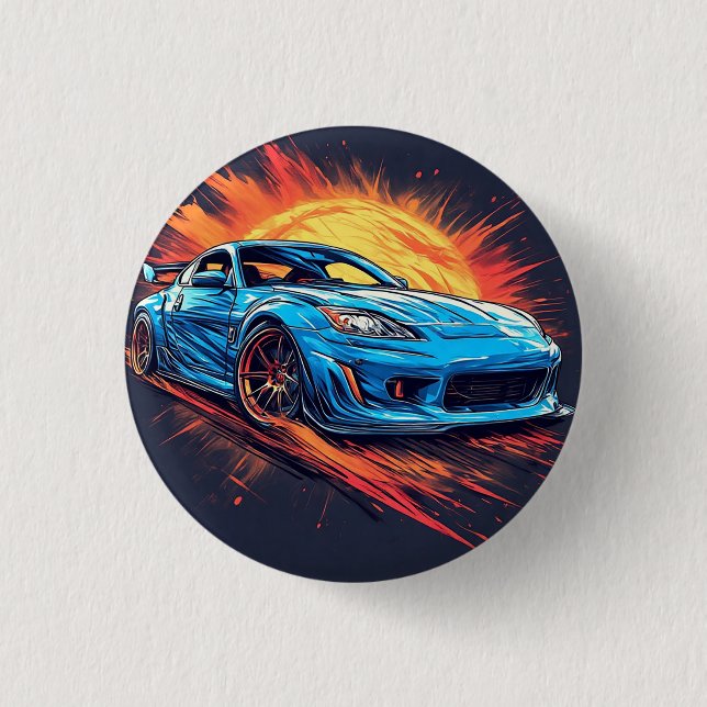Badge Rond 2,50 Cm Voiture de sport dynamique (Devant)