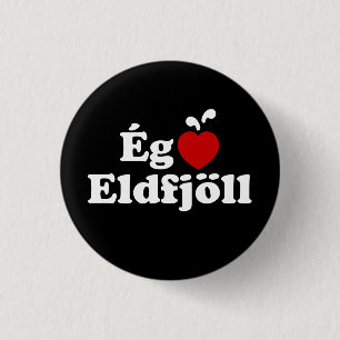 Badge Rond 2,50 Cm Volcans I Heart (Love) [Ég Elska Eldfjöll]