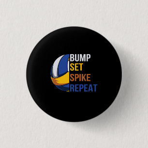 Badge Rond 2,50 Cm Volleyball Player   Set Spike Repeat