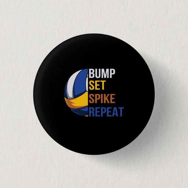 Badge Rond 2,50 Cm Volleyball Player | Set Spike Repeat (Devant)