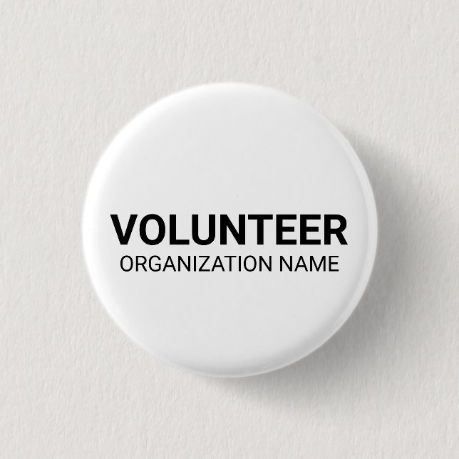 Badge Rond 2,50 Cm Volontaire noir blanc nom de l'organisation person (Devant)