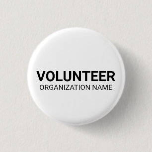 Badge Rond 2,50 Cm Volontaire noir blanc nom de l'organisation person
