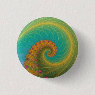 Badge Rond 2,50 Cm Vortex on Poppy Row in Orange and Turquoise