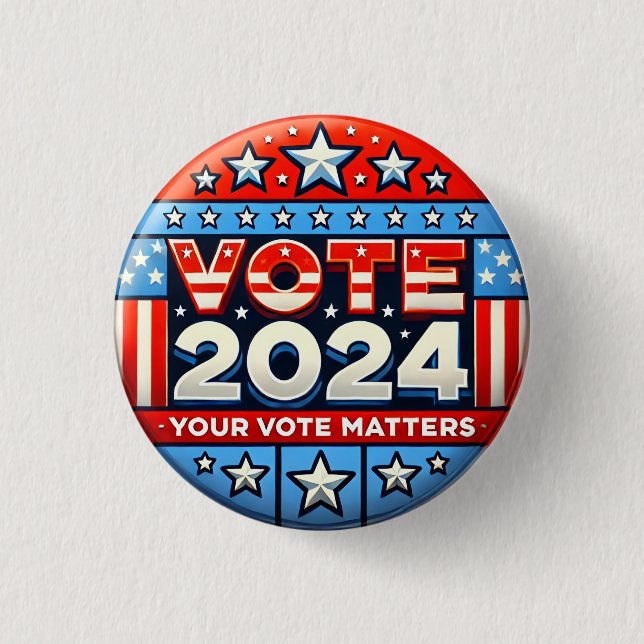 Badge Rond 2,50 Cm Vote 2024 Patriotic Pin Button (Devant)