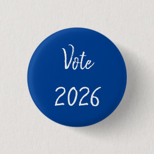 Badge Rond 2,50 Cm Vote 2026 Typographie Élection Bleu Politique