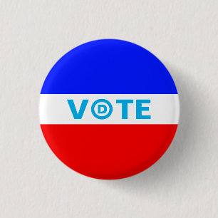 Badge Rond 2,50 Cm Vote avec le logo du parti démocrate sur fond bleu