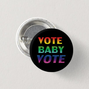 Badge Rond 2,50 Cm "vote bébé vote" Pride lgbtq lgbt arc-en-ciel noir